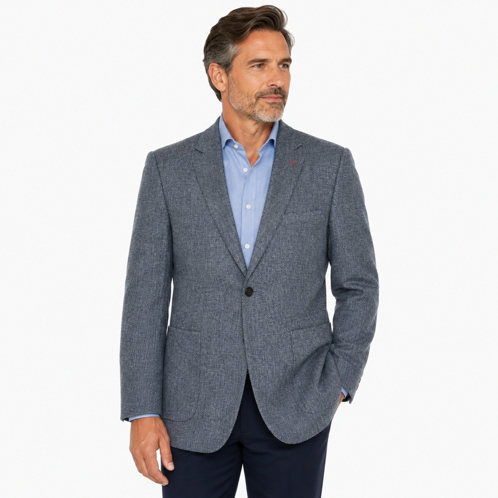 PJ Paul Jones Blazer Mens Large Gray Linen Blend Textured Two Button Sport Coat